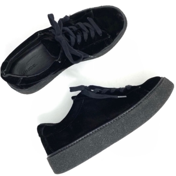 VINCE Neela Velvet Chunky Platform Sneakers in Jet Black Size 8.5 - Picture 4 of 11